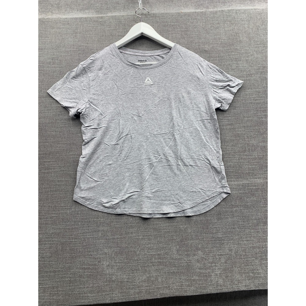 Reebok Athletic T Shirt Womens Medium Heather Gray Workout Running Gym Training